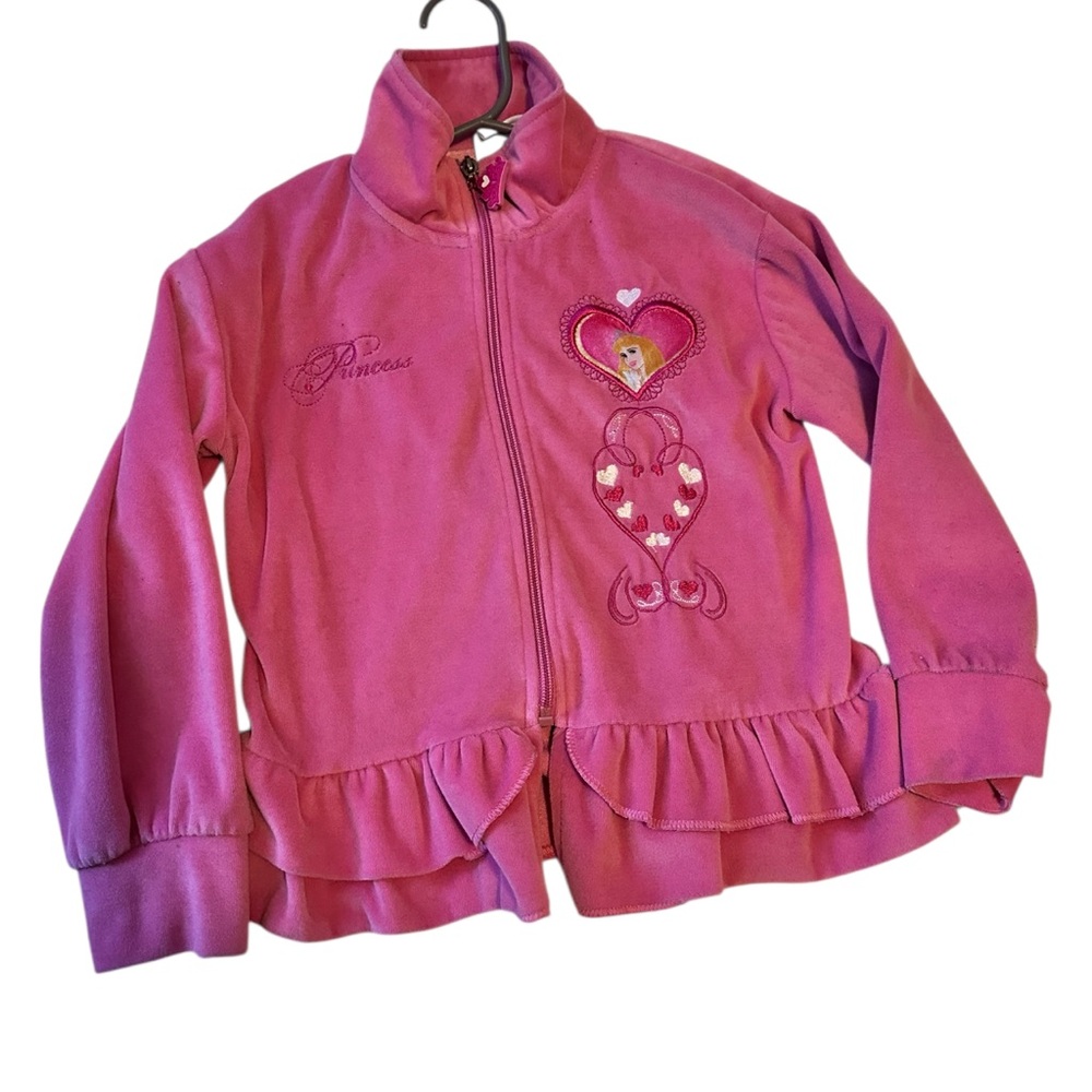 Vintage Pink Disney Princess zip up jacket with ruffles and details size 6